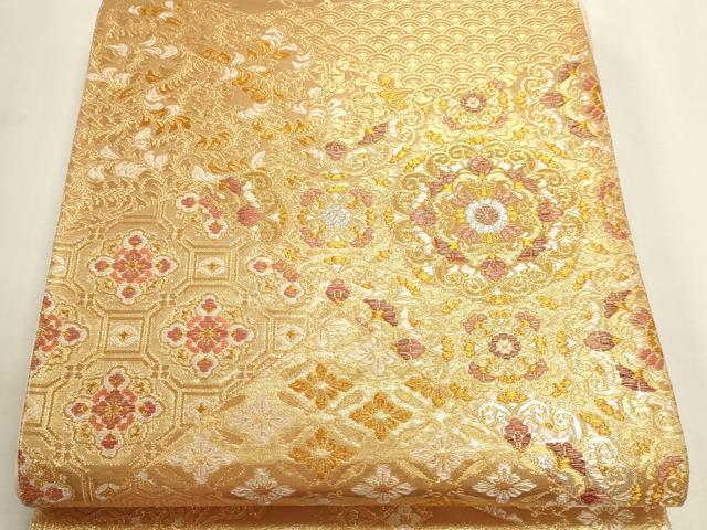 平和屋本店▼六通柄袋帯 正倉院花文 純金二重箔 正絹 逸品 DABI4971sf