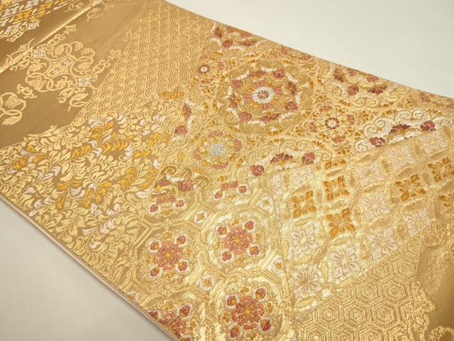 平和屋本店▼六通柄袋帯 正倉院花文 純金二重箔 正絹 逸品 DABI4971sf