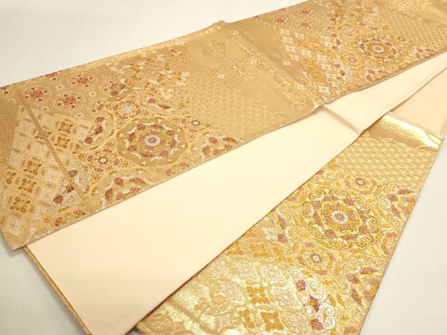 平和屋本店▼六通柄袋帯 正倉院花文 純金二重箔 正絹 逸品 DABI4971sf