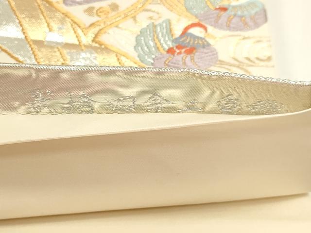 平和屋本店▼六通柄袋帯 唐織 花蝶丸文 弐拾四金二重織 正絹 逸品 DABI4982sf