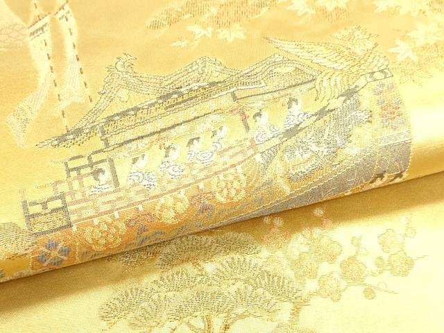 平和屋本店●六通柄袋帯 船鉾巡行絵文 本金箔 金泥箔 正絹 逸品 DABI4986sf