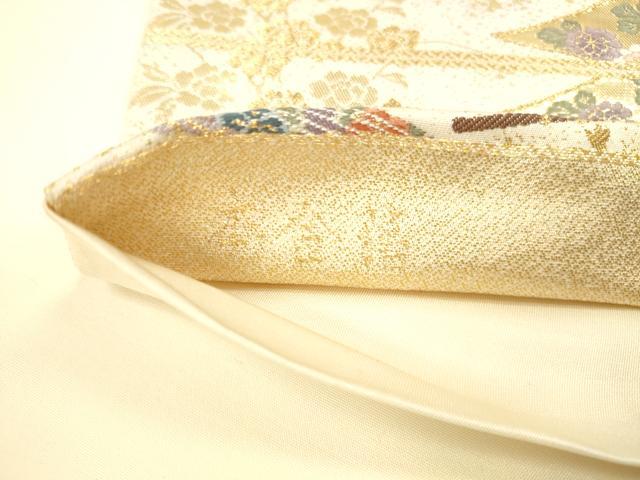 平和屋本店▼六通柄袋帯 唐織 舞蝶御所車鼓花文 九百錦 本金箔 正絹 逸品 DABI5001op