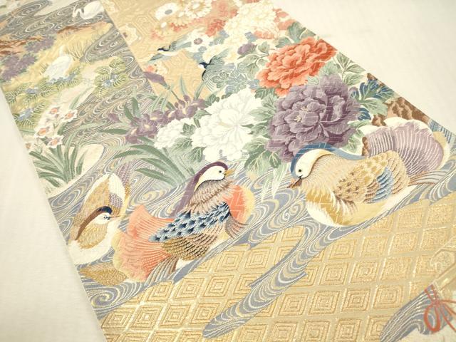 平和屋本店▼六通柄袋帯 唐織 白鷺 シラサギ 鴛鴦花文 純金箔 正絹 逸品 DABI5003op