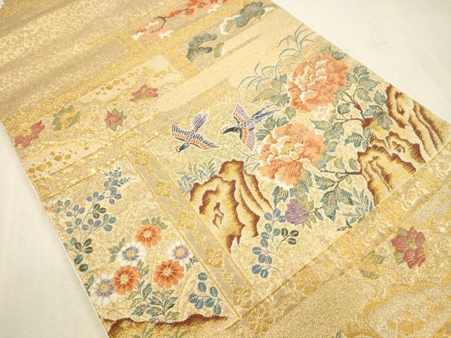 平和屋本店▼六通柄袋帯 唐織 鳳凰花文 漆本金箔九百錦 正絹 逸品 DABI5005op