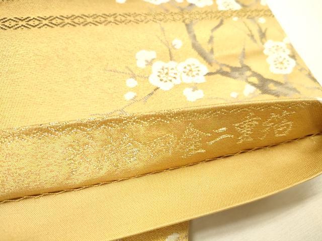 平和屋本店▼六通柄袋帯 花鳥風景文 深金箔 二拾四金二重箔 正絹 逸品 DABI5007op