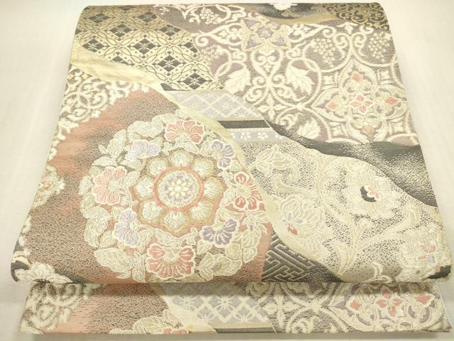 平和屋本店▼六通柄袋帯 唐織 正倉院更紗花文 装近錦 純金箔二重織 正絹 逸品 DABI5014op