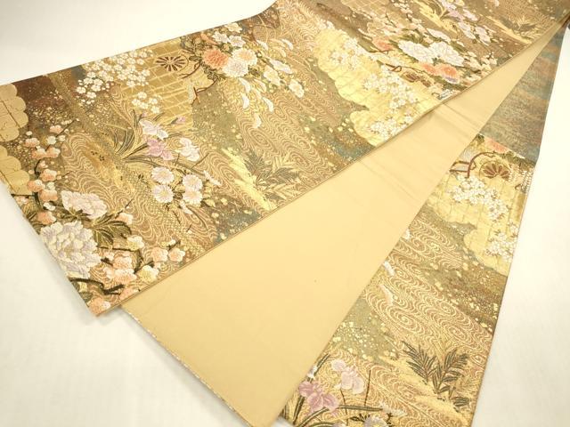 平和屋本店▼六通柄袋帯 唐織 流水花車文 本金二重箔 正絹 逸品 DABI5015op
