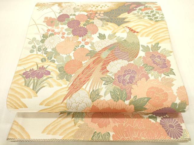 平和屋本店▼六通柄袋帯 唐織 裳彩優美文 純金箔24K 正絹 逸品 DABI5018op