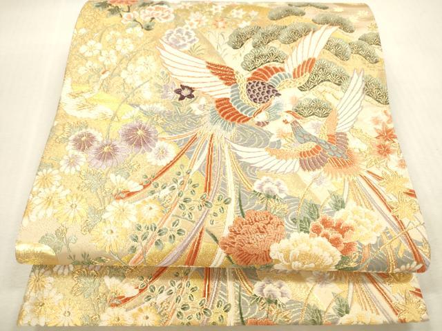 平和屋本店▼六通柄袋帯 唐織 花遊鳳凰絵 本金箔二重 正絹 逸品 DABI5019op