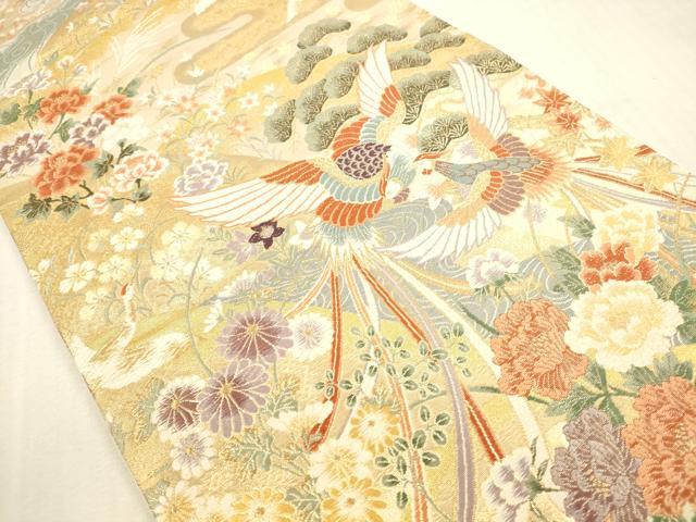 平和屋本店▼六通柄袋帯 唐織 花遊鳳凰絵 本金箔二重 正絹 逸品 DABI5019op