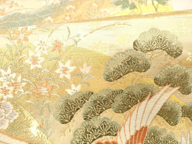 平和屋本店▼六通柄袋帯 唐織 花遊鳳凰絵 本金箔二重 正絹 逸品 DABI5019op