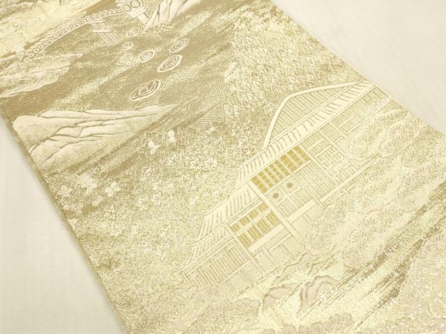 平和屋本店▼六通柄袋帯 風景文 本金箔 正絹 逸品 DABI5022op