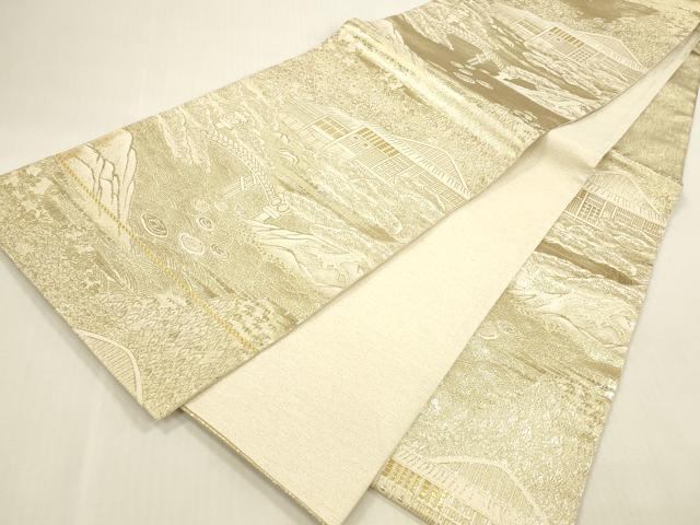 平和屋本店▼六通柄袋帯 風景文 本金箔 正絹 逸品 DABI5022op
