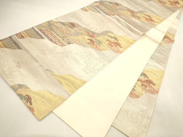 平和屋本店▼六通柄袋帯 唐織 道長蒔絵紋 本金箔 正絹 逸品 DABI5024op