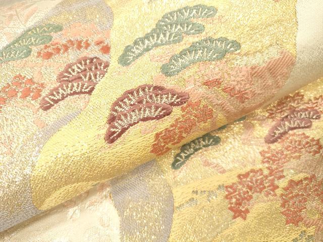 平和屋本店▼六通柄袋帯 唐織 道長蒔絵紋 本金箔 正絹 逸品 DABI5024op