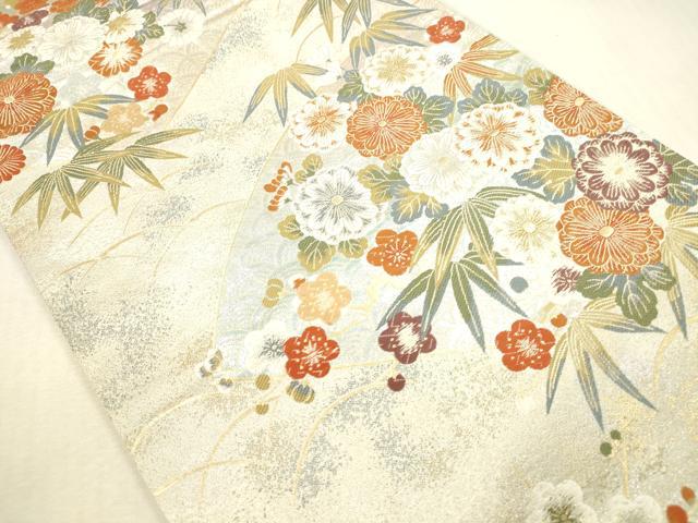 平和屋本店▼六通柄袋帯 唐織 草花 本金箔 正絹 逸品 DABI5029op