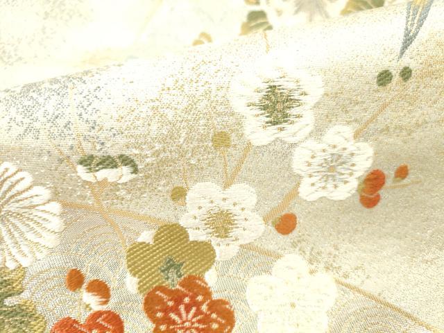 平和屋本店▼六通柄袋帯 唐織 草花 本金箔 正絹 逸品 DABI5029op