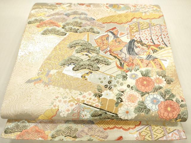平和屋本店▼全通柄袋帯 唐織 桃山宝華松文 本金箔二重 正絹 逸品 DABI5033op