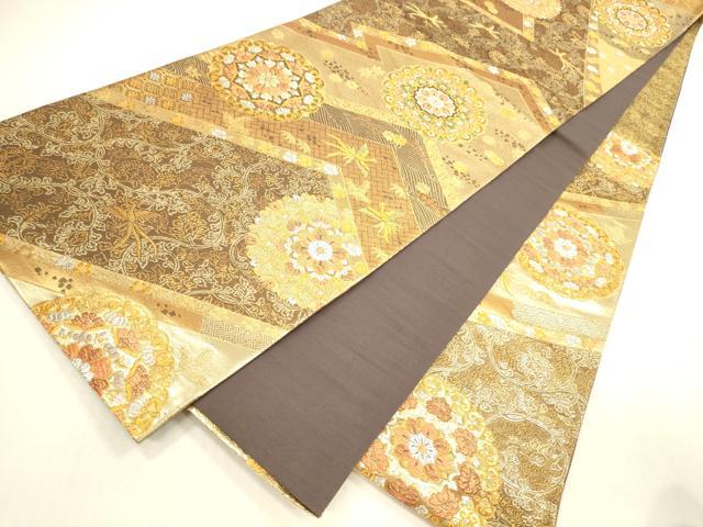 平和屋本店▼六通柄袋帯 正倉院鳳凰花文 純金二重箔 正絹 逸品 DABI5036op