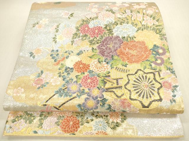 平和屋本店▼六通柄袋帯 唐織 源氏雲花車文 本金 正絹 逸品 DABI5039op