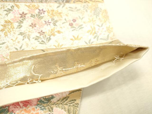 平和屋本店▼六通柄袋帯 唐織 色紙取鴛鴦花文 本金箔 正絹 逸品 DABI5040op