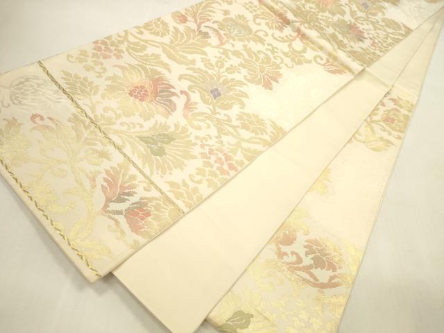 平和屋本店▼六通柄袋帯 更紗花文 草木染 本金本漆箔 正絹 逸品 DABI5042op