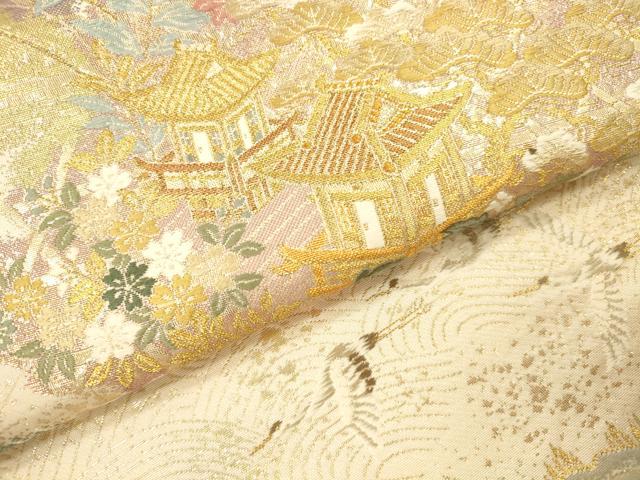 平和屋本店▼六通柄袋帯 唐織 風景名所道 九百本金弐重箔 正絹 逸品 DABI5049op