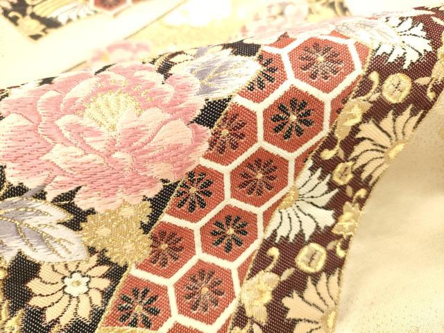 平和屋本店▼六通柄袋帯 唐織 吉祥草花文 純金二重箔 正絹 逸品 DABI5051op