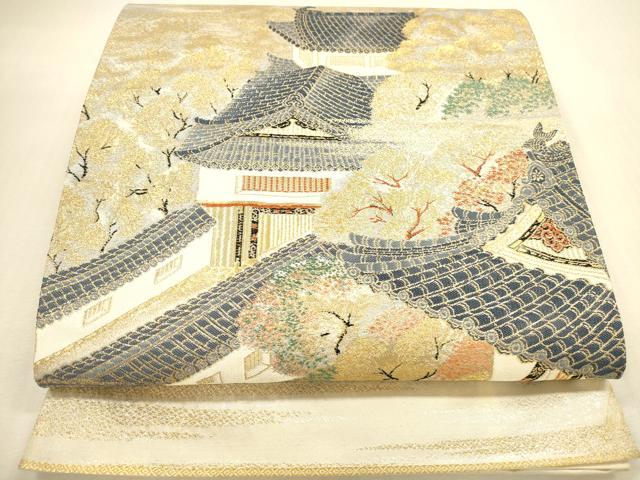 平和屋本店▼六通柄袋帯 白鷺城 純金箔 正絹 逸品 DABI5052op