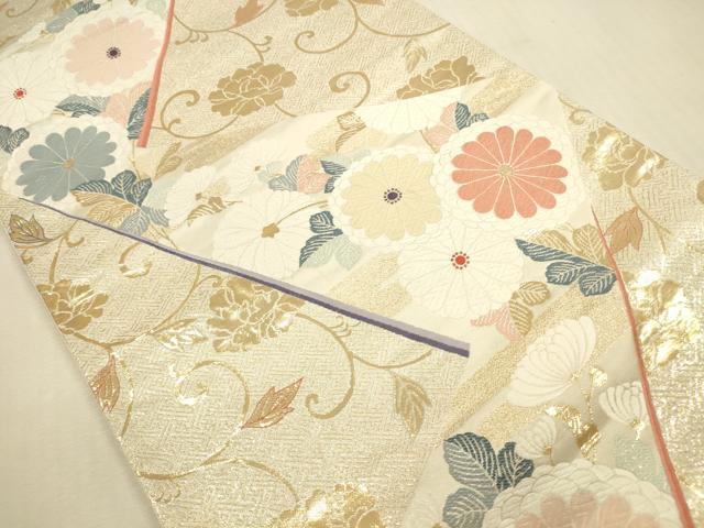 平和屋本店▼六通柄袋帯 唐織 花唐草文 九百錦純金箔24K 正絹 逸品 DABI5054op