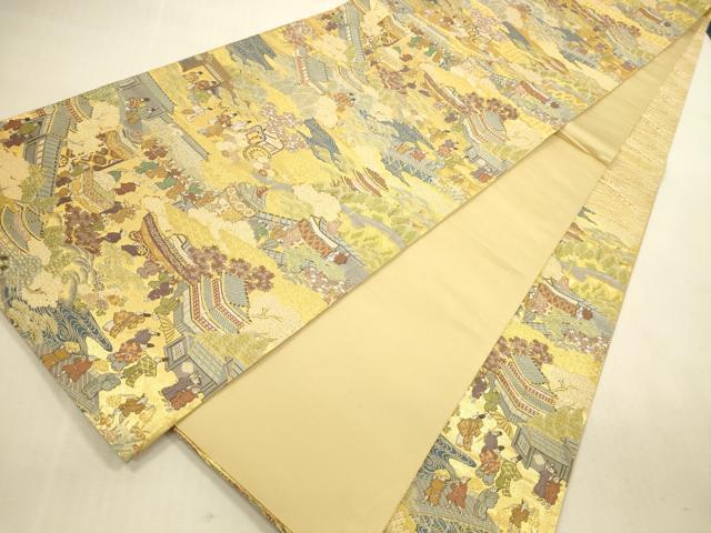 平和屋本店▼六通柄袋帯 人物風景文 本金二重箔 正絹 逸品 DABI5067op