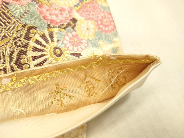 平和屋本店▼六通柄袋帯 唐織 花車文 錦織加賀 本金箔 正絹 逸品 未使用 DABI5068op