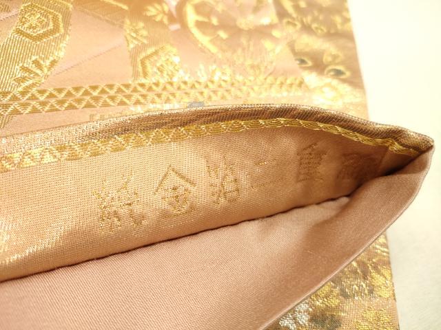 平和屋本店▼六通柄袋帯 平安花鳥 純金箔二重織 正絹 逸品 DABI5071op
