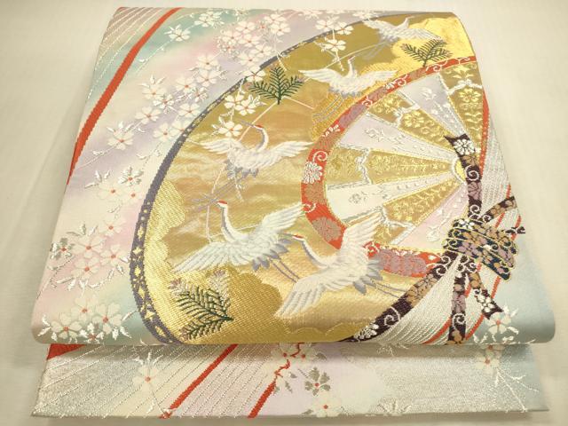 平和屋本店▼両面 六通柄袋帯 唐織 御所熨斗紋 本金箔24K 正絹 逸品 DABI5072op