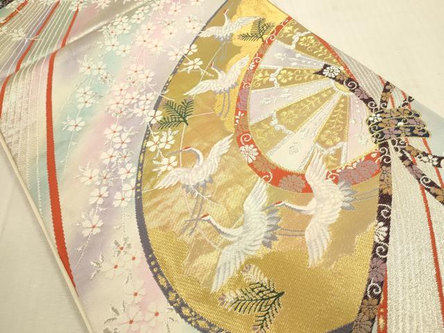 平和屋本店▼両面 六通柄袋帯 唐織 御所熨斗紋 本金箔24K 正絹 逸品 DABI5072op