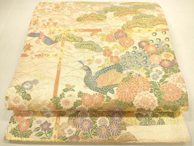 平和屋本店▼六通柄袋帯 春日慶祥文 本金箔 正絹 逸品 DABI5077op