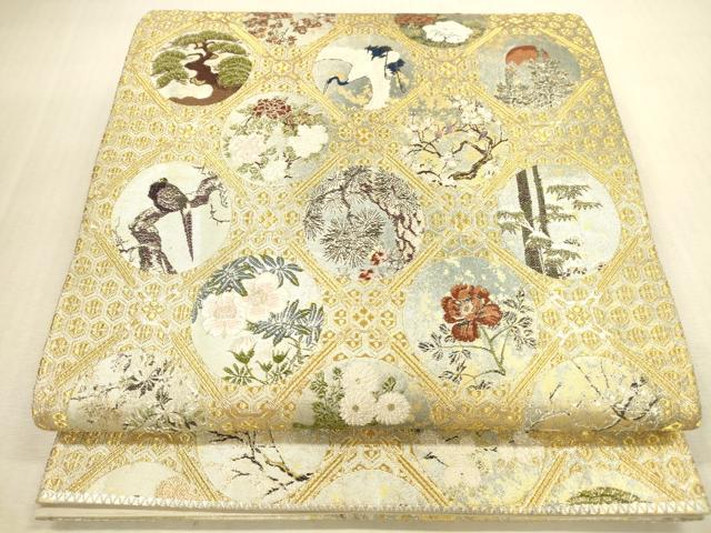 平和屋本店▼六通柄袋帯 唐織 傘松閣名画集 本金箔 正絹 逸品 DABI5083op