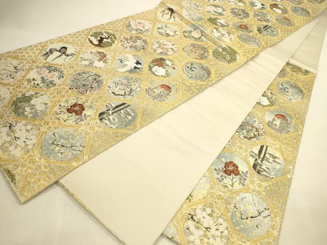 平和屋本店▼六通柄袋帯 唐織 傘松閣名画集 本金箔 正絹 逸品 DABI5083op
