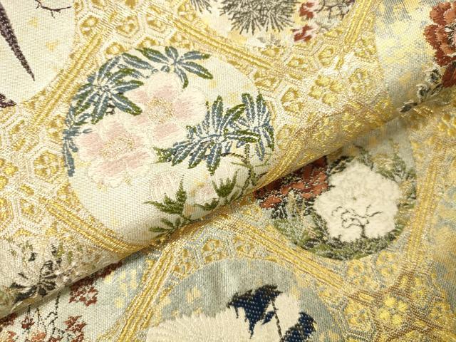 平和屋本店▼六通柄袋帯 唐織 傘松閣名画集 本金箔 正絹 逸品 DABI5083op
