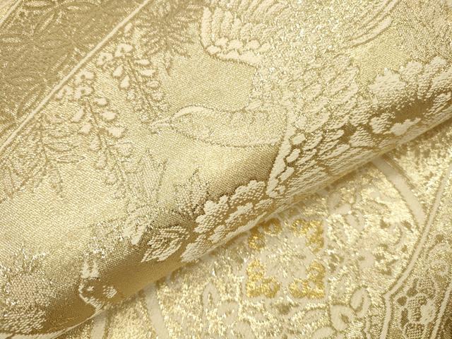 平和屋本店▼六通柄袋帯 鳳凰花丸文 金箔二重織 本金箔 正絹 逸品 DABI5087op