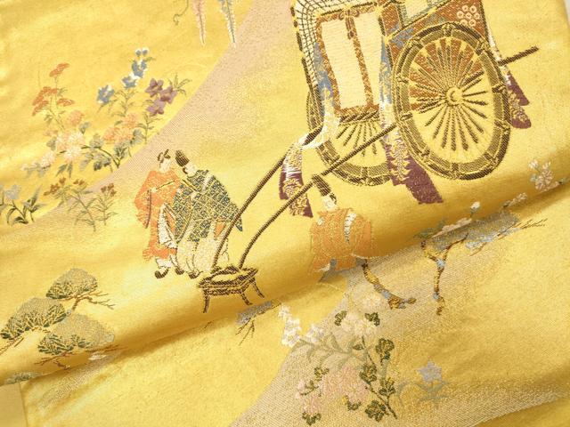 平和屋着物▼太鼓柄袋帯 唐織 吉野御幸図 金銹錦 正絹 逸品 DABI5095op