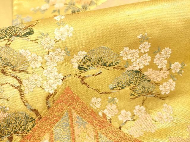 平和屋着物▼太鼓柄袋帯 唐織 吉野御幸図 金銹錦 正絹 逸品 DABI5095op