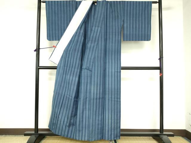 平和屋着物▽上質な紬 単衣 間道 正絹 逸品 DABI5107op