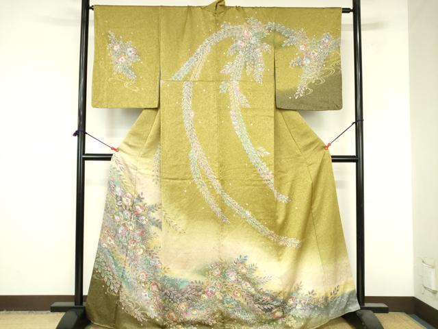 平和屋着物●訪問着 絞り 辻が花 暈し染め 金彩 正絹 逸品 DABI5116op