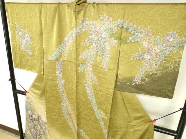 平和屋着物●訪問着 絞り 辻が花 暈し染め 金彩 正絹 逸品 DABI5116op