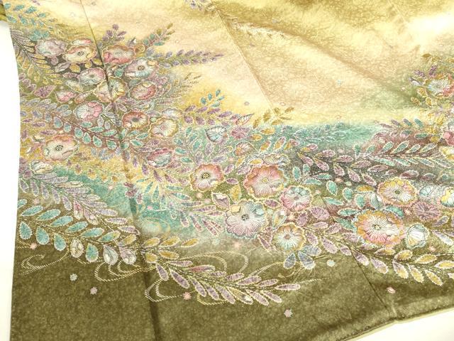平和屋着物●訪問着 絞り 辻が花 暈し染め 金彩 正絹 逸品 DABI5116op
