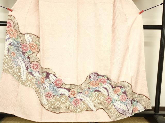 平和屋着物●名門 藤娘きぬたや・総絞り 訪問着 道長花文 正絹 逸品 DABI5118op