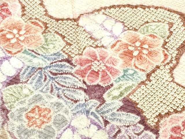 平和屋着物●名門 藤娘きぬたや・総絞り 訪問着 道長花文 正絹 逸品 DABI5118op
