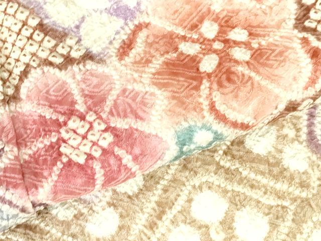 平和屋着物●名門 藤娘きぬたや・総絞り 訪問着 道長花文 正絹 逸品 DABI5118op