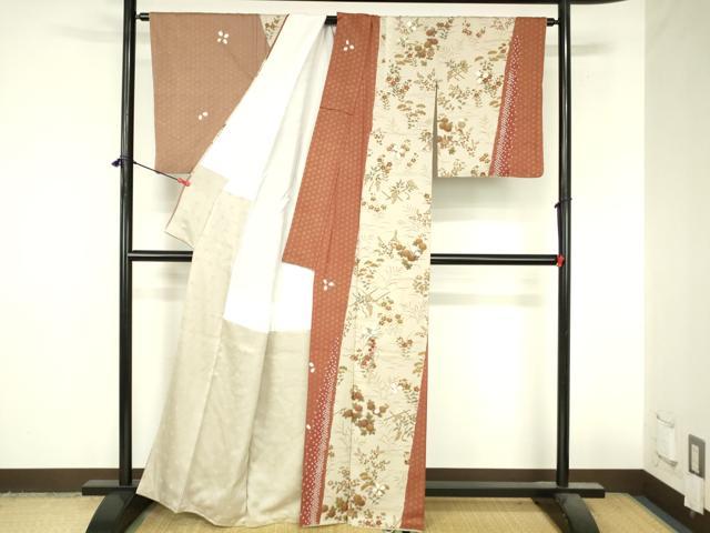 平和屋着物●訪問着 刺繍 絞り 枝垂れ藤 草花 麻の葉文様 金彩 正絹 逸品 DABI5136op
